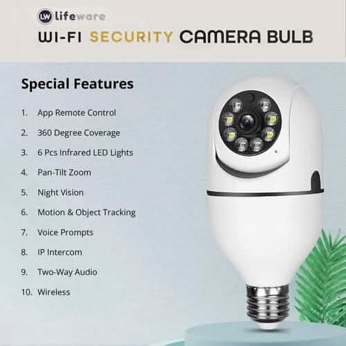 LifeWare Wireless 360-Degree Light Bulb Security Camera DailySale