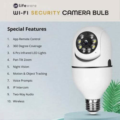 LifeWare Wireless 360-Degree Light Bulb Security Camera DailySale