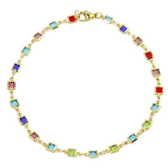 Light Multi Color Crystal Square Ankle Bracelet DailySale