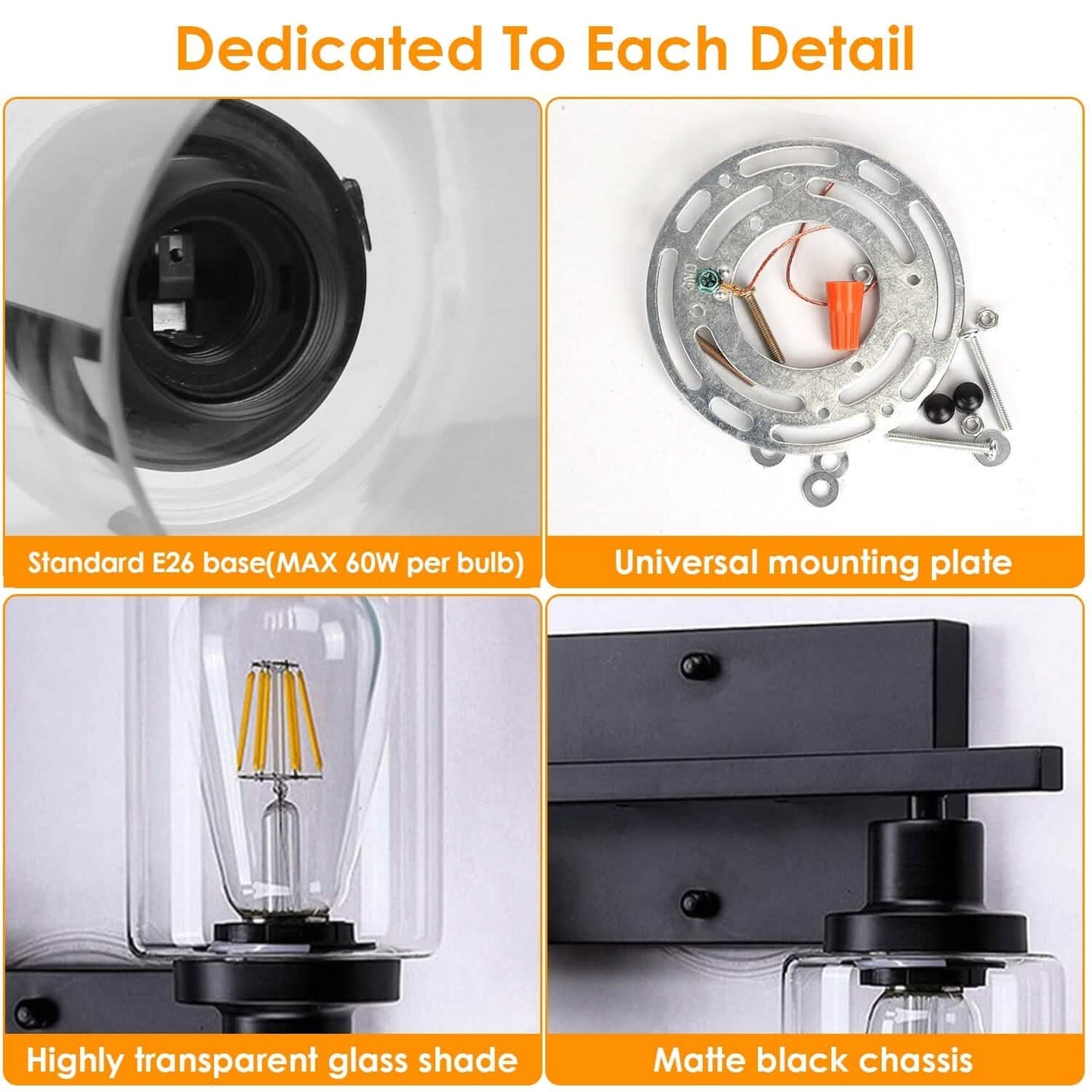 Light Wall Scone Lighting with Clear Glass DailySale