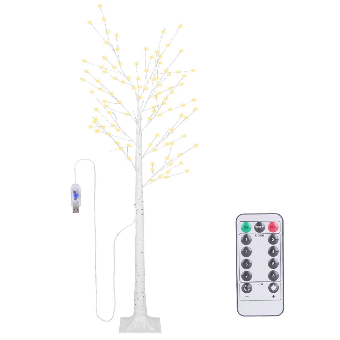 Lighted Birch Tree Artificial White Birch Tree Wig with 8 Warm White Lighting Modes DailySale
