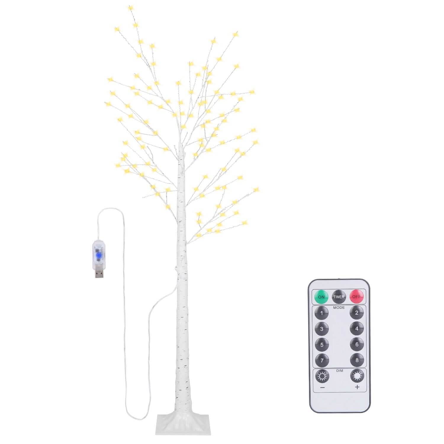 Lighted Birch Tree Artificial White Birch Tree Wig with 8 Warm White Lighting Modes DailySale