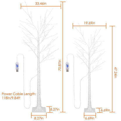 Lighted Birch Tree Artificial White Birch Tree Wig with 8 Warm White Lighting Modes DailySale