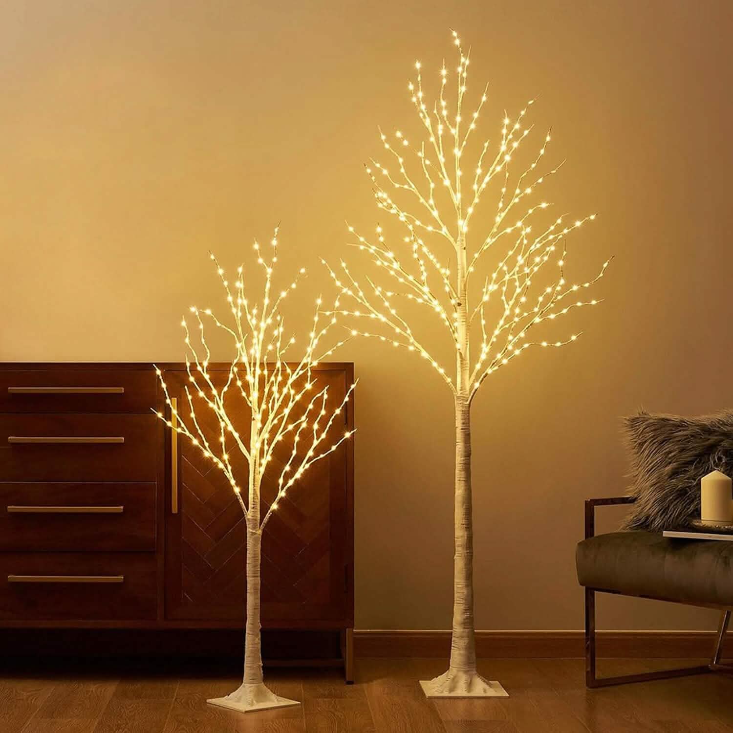 Lighted Birch Tree Artificial White Birch Tree Wig with 8 Warm White Lighting Modes DailySale