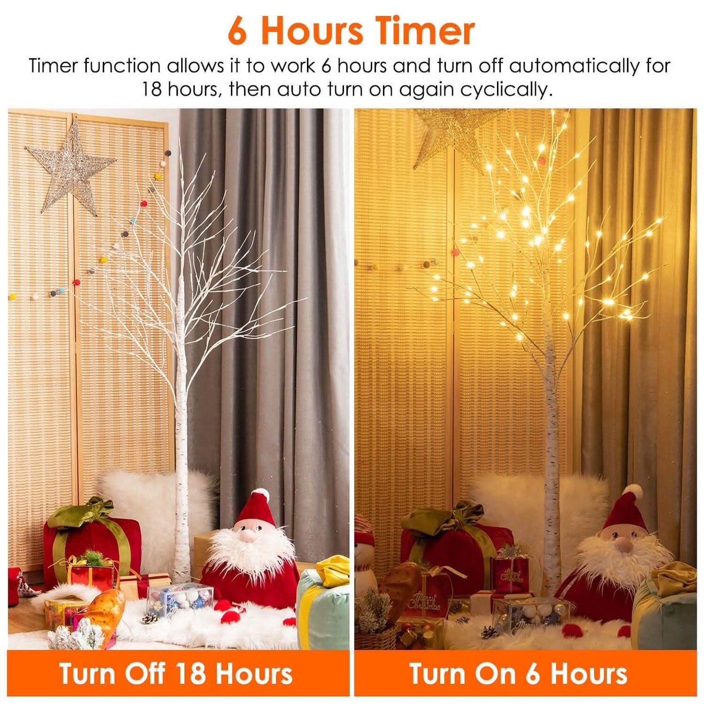 Lighted Birch Tree Artificial White Birch Tree Wig with 8 Warm White Lighting Modes DailySale