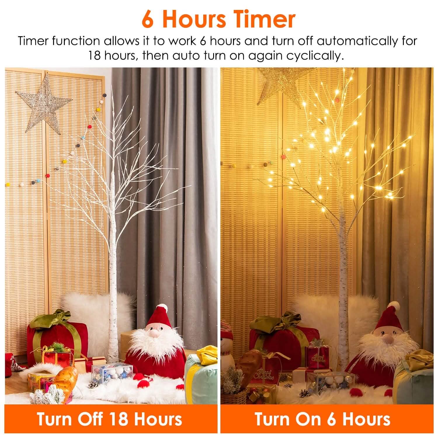 Lighted Birch Tree Artificial White Birch Tree Wig with 8 Warm White Lighting Modes DailySale