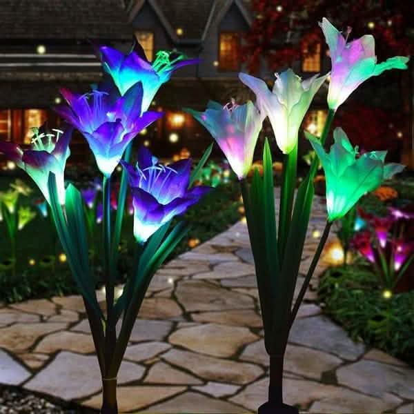 Lily Flower Multi-Color Changing LED Solar Powered Lights DailySale