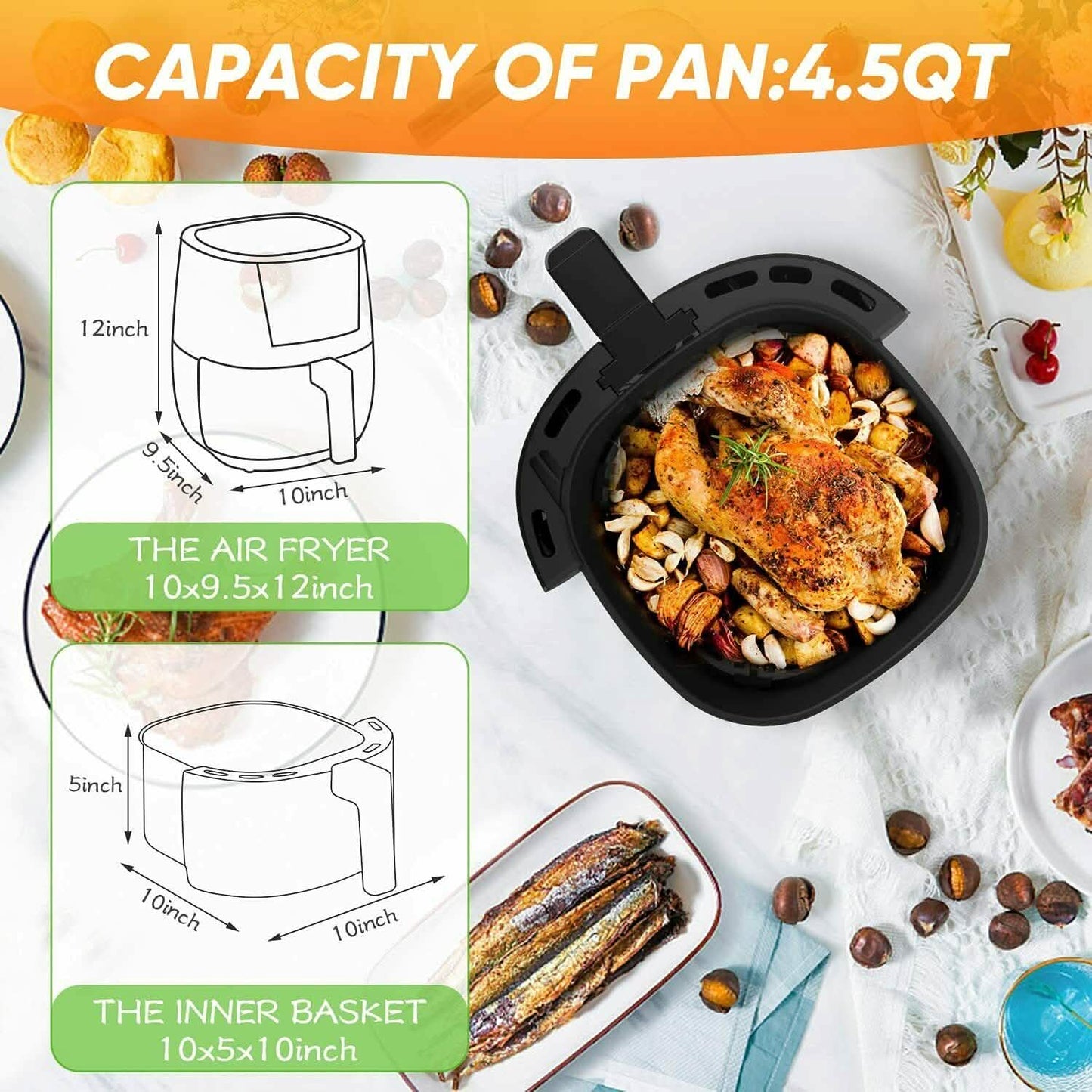 LITIFO 4.5QT Air Fryer with Digital LED Touch Screen Single Basket System DailySale