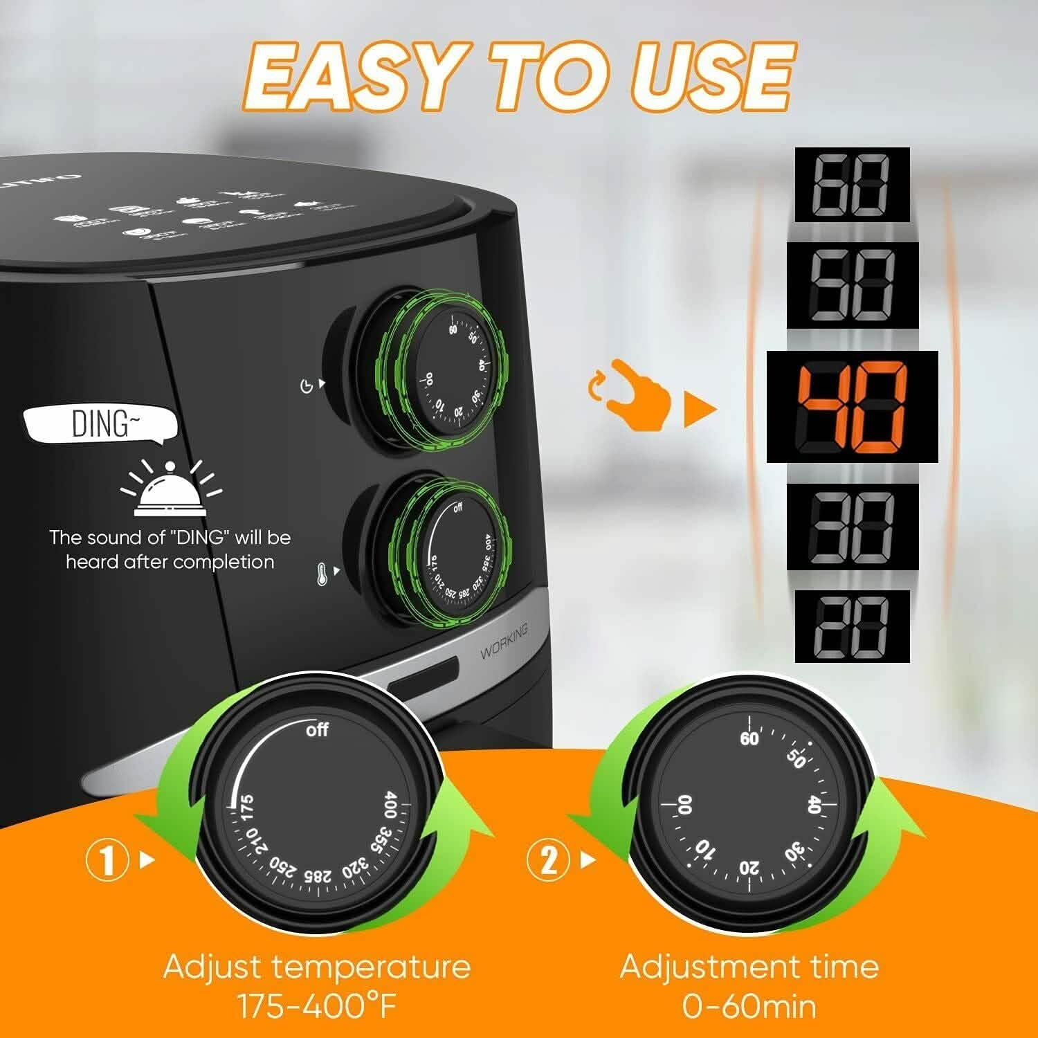 Air Fryer 4.5 QT Oven Oilless Cooker with Rotary Button Home DailySale