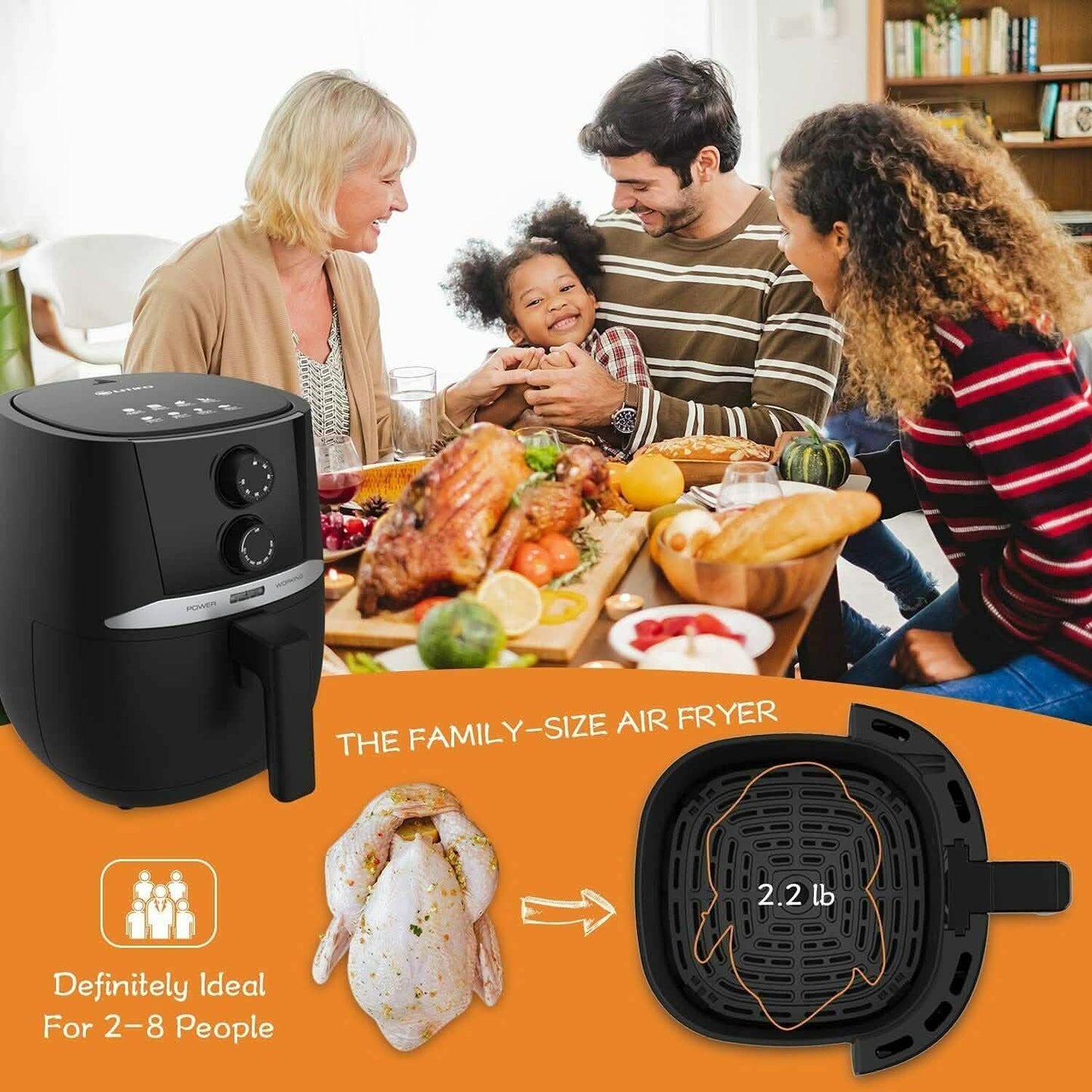Air Fryer 4.5 QT Oven Oilless Cooker with Rotary Button Home DailySale