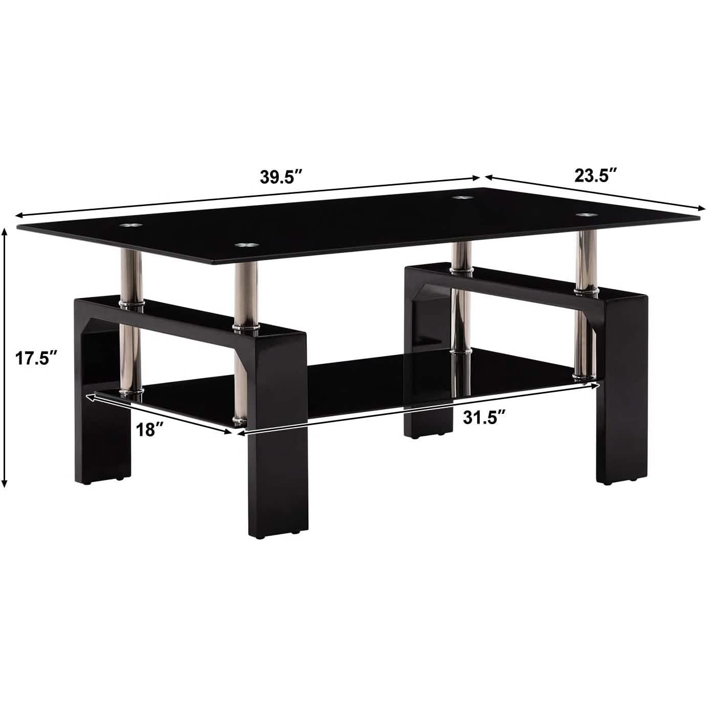 Living Room Rectangle Glass Coffee Table DailySale