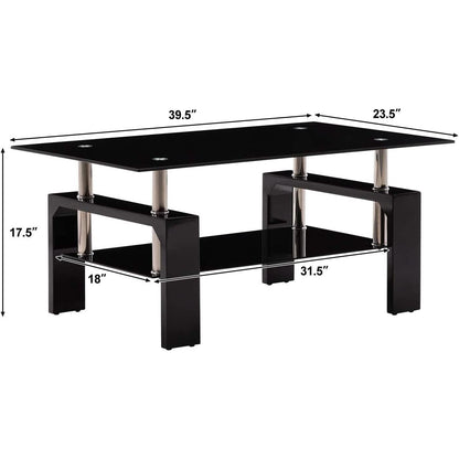 Living Room Rectangle Glass Coffee Table DailySale