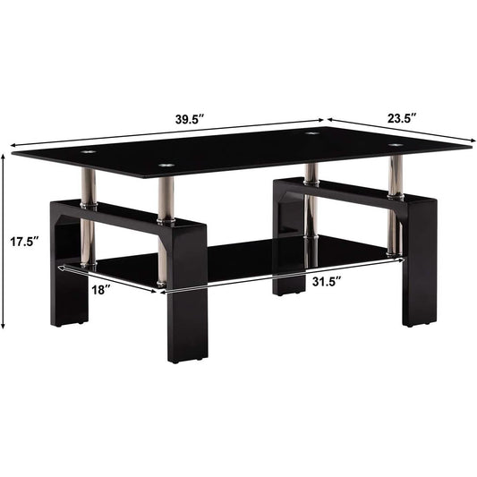 Living Room Rectangle Glass Coffee Table DailySale