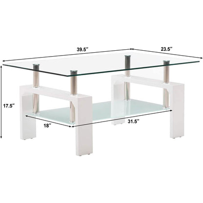 Living Room Rectangle Glass Coffee Table DailySale