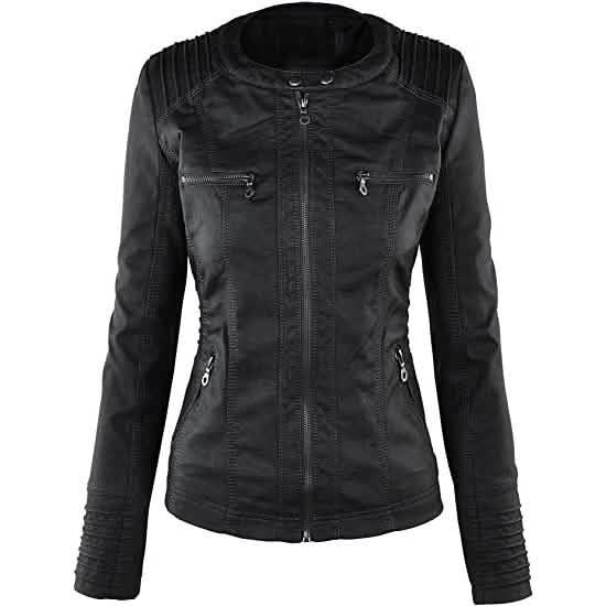 Lock and Love Women's Removable Hooded Faux Leather Jacket DailySale