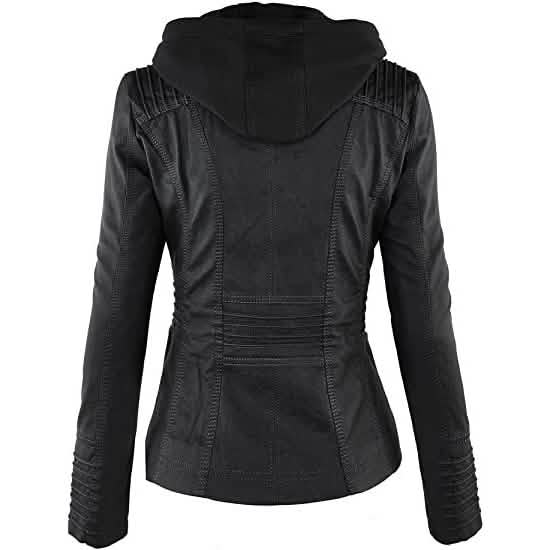 Lock and Love Women's Removable Hooded Faux Leather Jacket DailySale