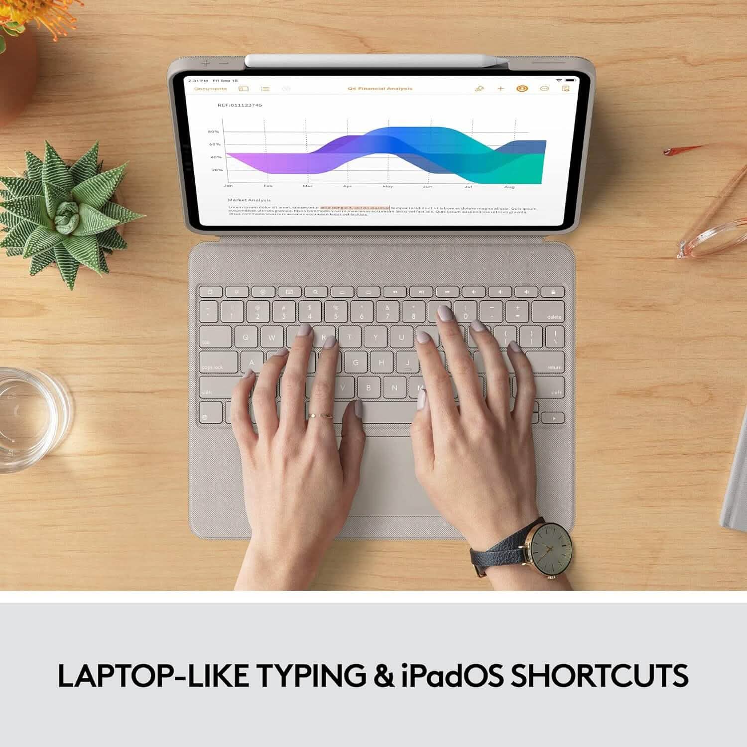 Logitech Combo Touch iPad Pro 12.9-inch (5th, 6th gen - 2021, 2022) Keyboard Case - Sand USA Layout DailySale