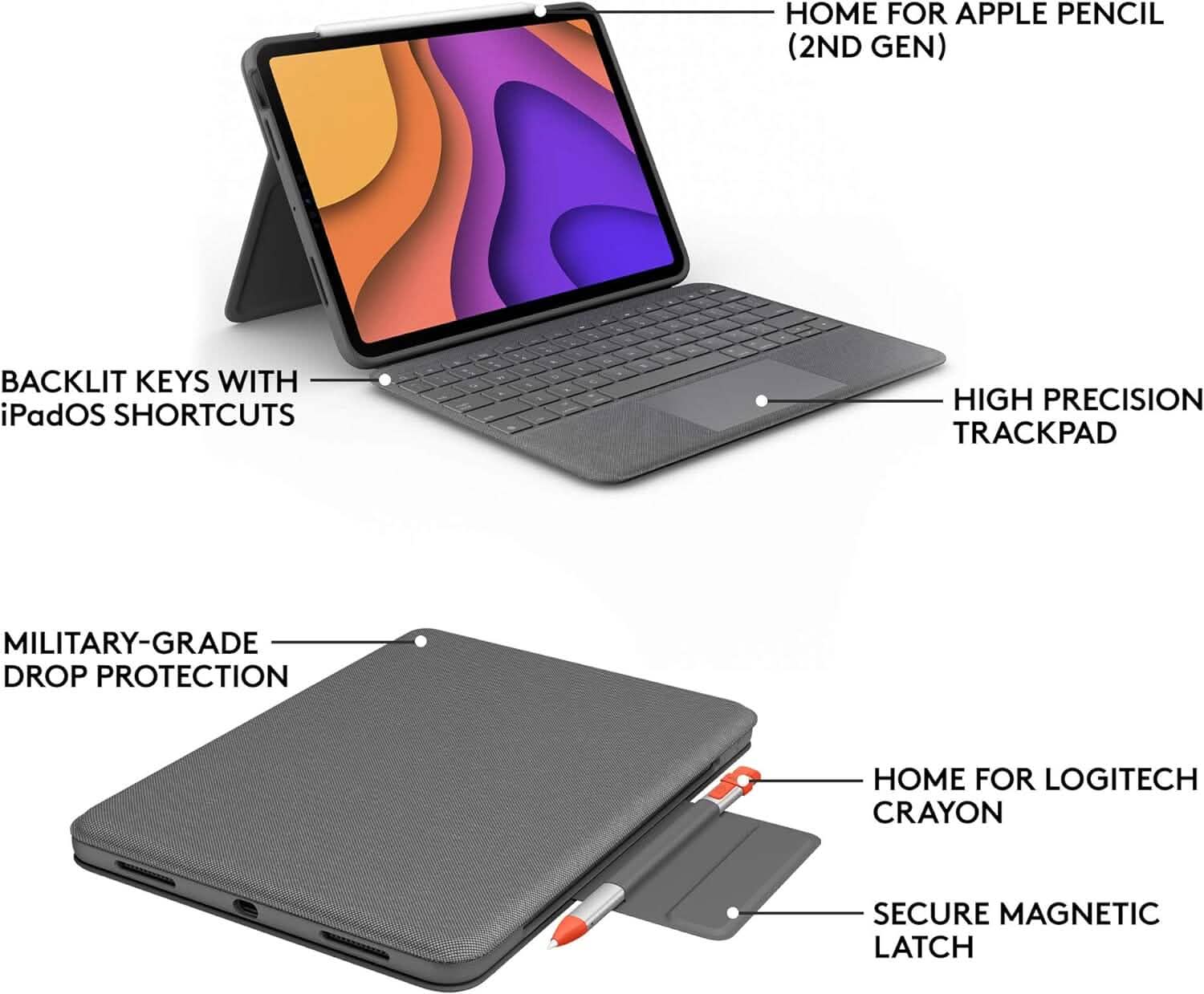 Logitech Folio Touch iPad Keyboard Case with Trackpad and Smart Connector for iPad Air (4th Generation) – Graphite Apple Exclusive DailySale