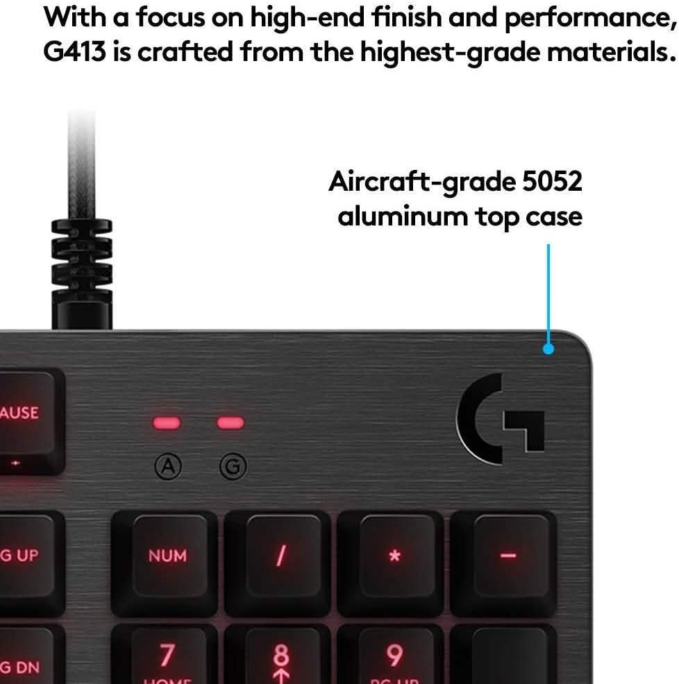 Logitech G413 Backlit Mechanical Gaming Keyboard USB Passthrough Carbon (Refurbished) DailySale