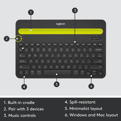 Logitech K480 Bluetooth Multi-Device Keyboard Black DailySale