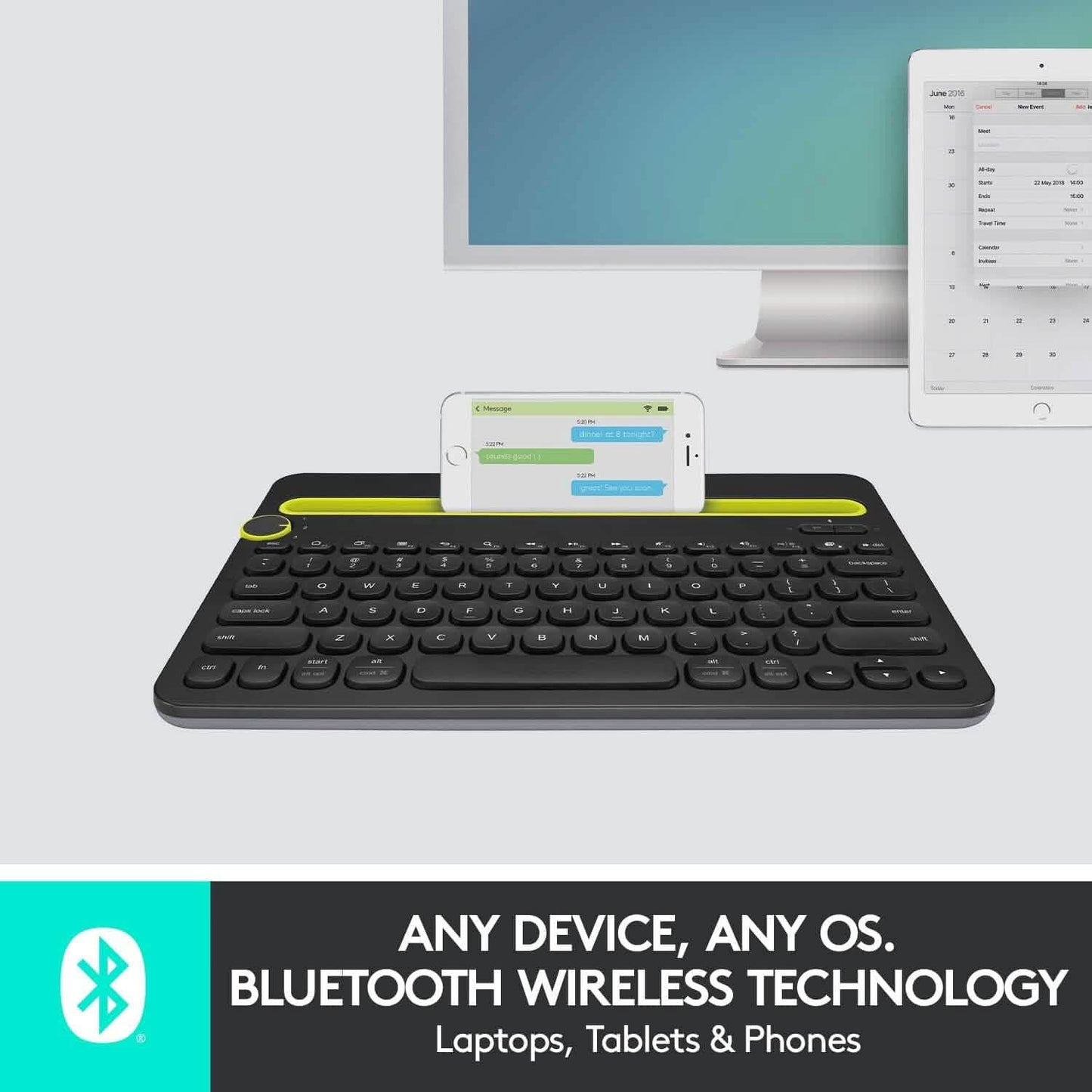 Logitech K480 Bluetooth Multi-Device Keyboard Black DailySale