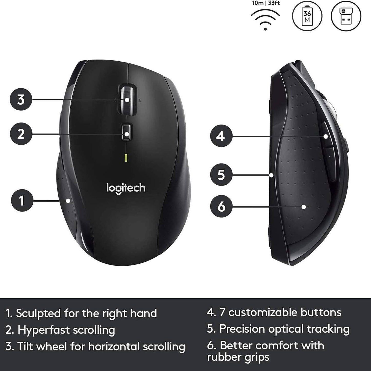 Logitech M705 Wireless Marathon Mouse (Refurbished) DailySale