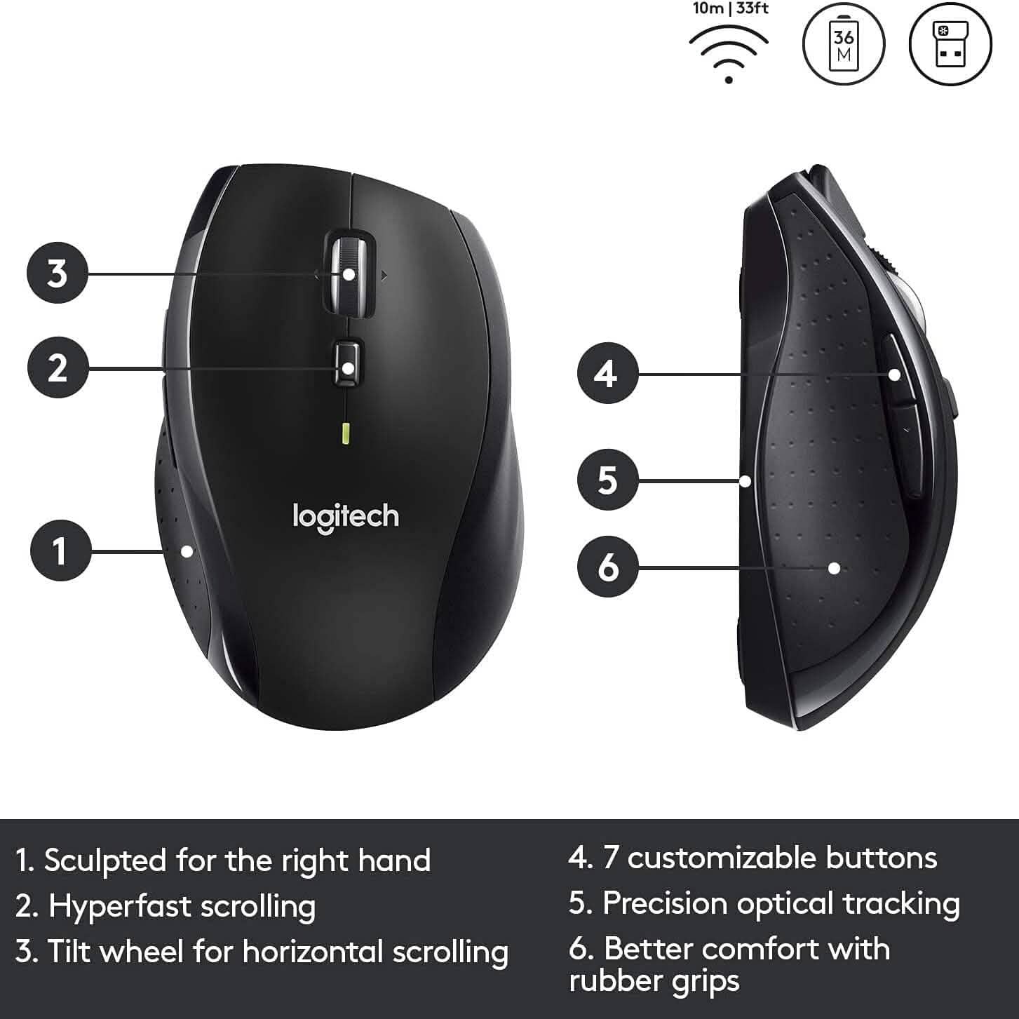 Logitech M705 Wireless Marathon Mouse (Refurbished) DailySale