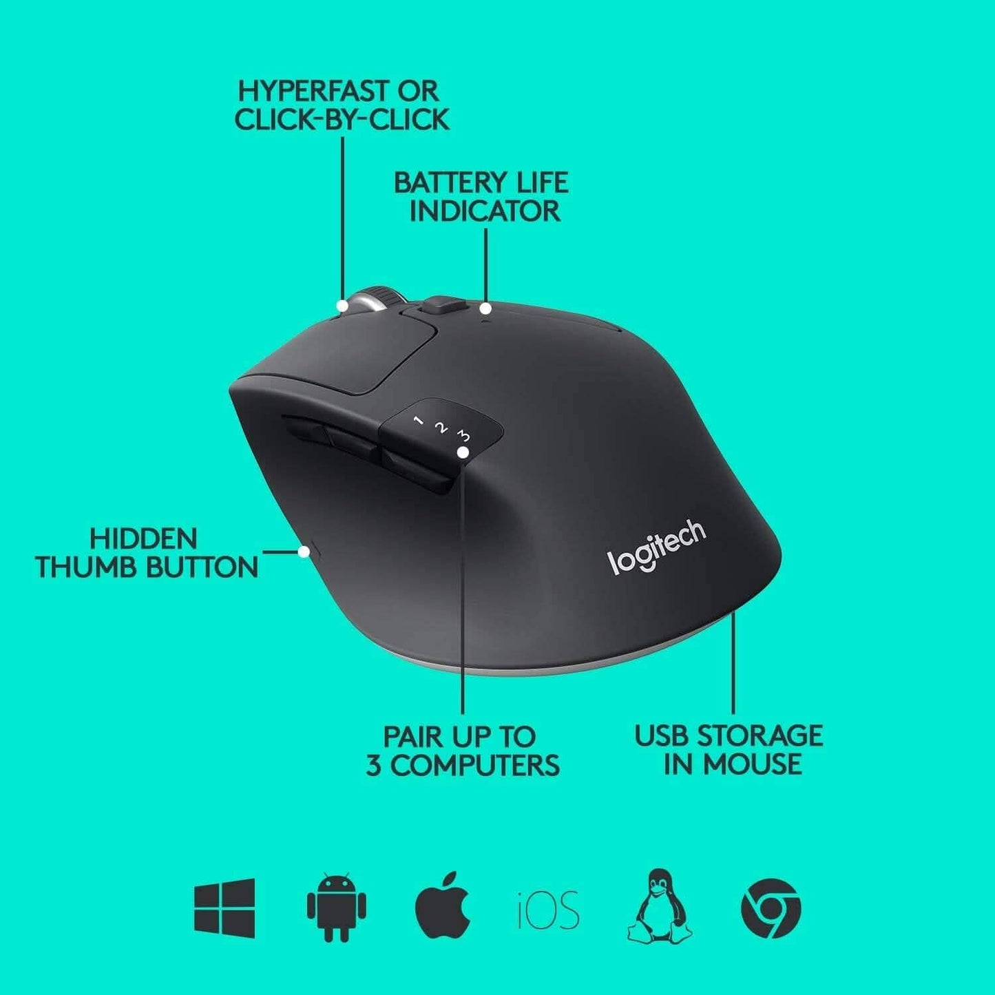 Logitech M720 Wireless Triathlon Mouse with USB Unifying Receiver (Refurbished) DailySale