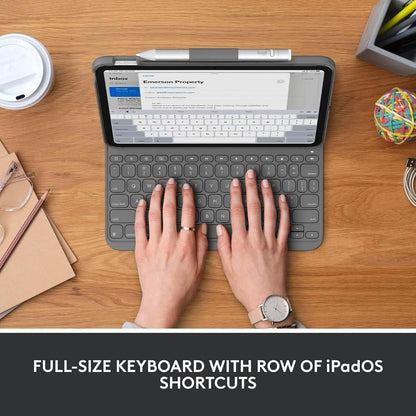 Logitech Slim Folio Bluetooth Keyboard Case for iPad (10th Generation) with Integrated Wireless Keyboard (Refurbished) DailySale