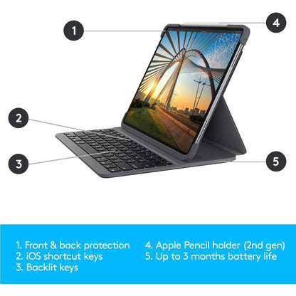 Logitech Slim Folio Pro Backlit Bluetooth Keyboard Case for iPad Pro 11-inch (1st, 2nd, 3rd, 4th Gen- 2018, 2020, 2021, 2022) (Refurbished) DailySale
