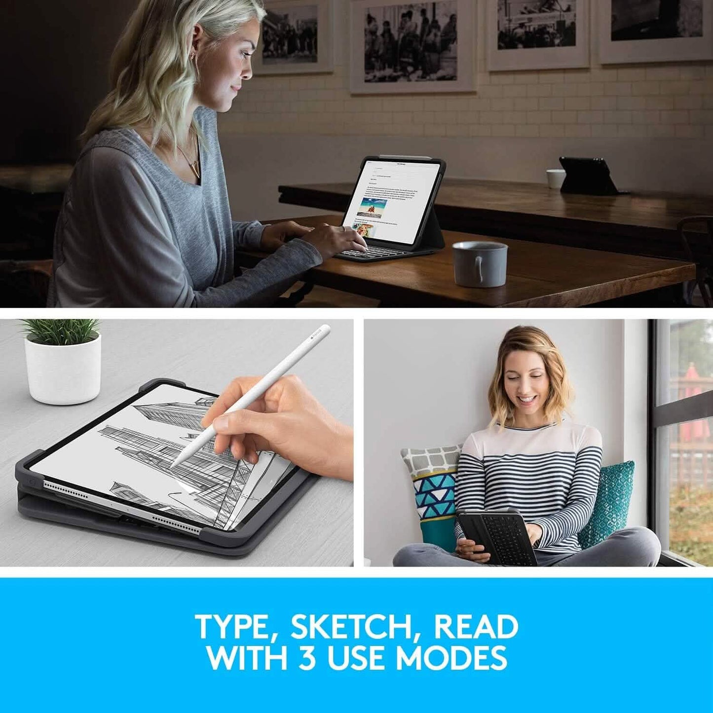 Logitech SLIM FOLIO PRO Backlit Bluetooth Keyboard Case for iPad Pro 12.9-inch (3rd and 4th Gen) (Refurbished) DailySale
