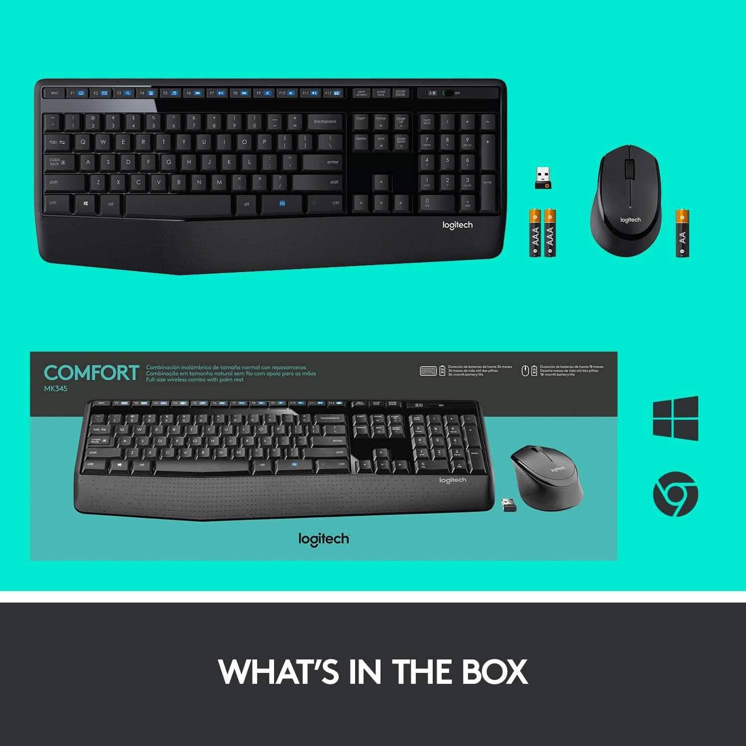 Logitech Wireless Combo Full-Sized Keyboard with Comfortable Right-Handed Mouse (Refurbished) DailySale