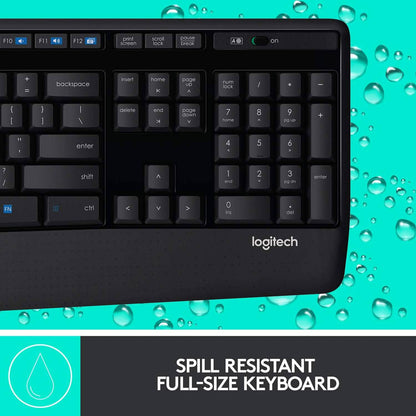 Logitech Wireless Combo Full-Sized Keyboard with Comfortable Right-Handed Mouse (Refurbished) DailySale