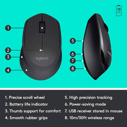 Logitech Wireless Combo Full-Sized Keyboard with Comfortable Right-Handed Mouse (Refurbished) DailySale