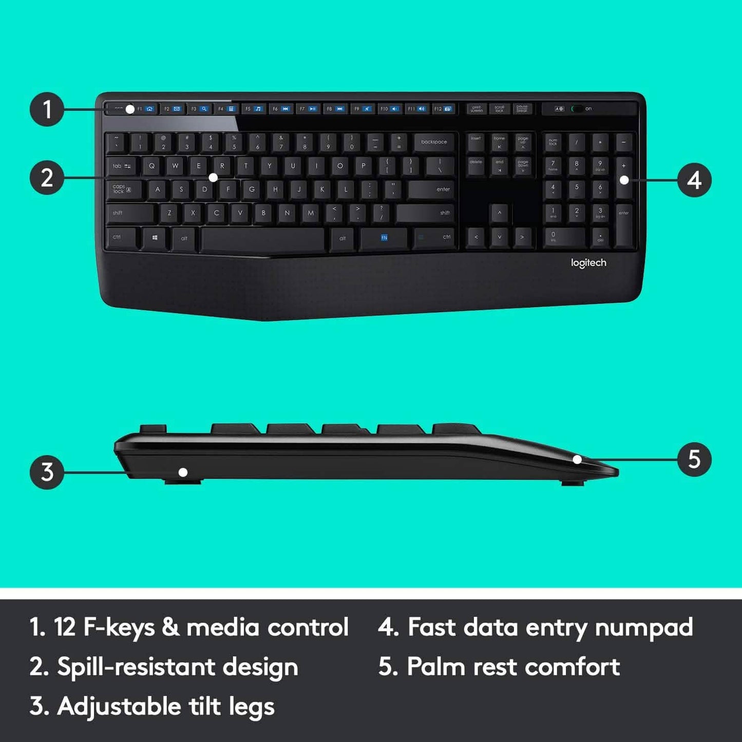 Logitech Wireless Combo Full-Sized Keyboard with Comfortable Right-Handed Mouse (Refurbished) DailySale