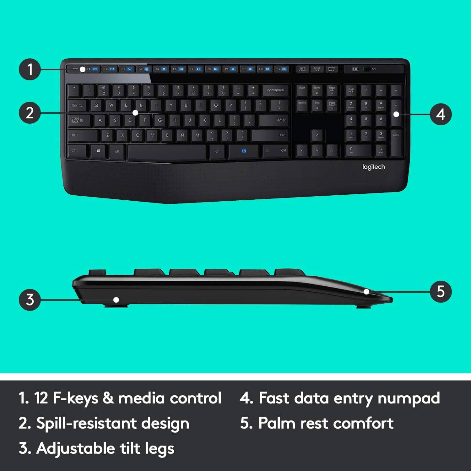 Logitech Wireless Combo Full-Sized Keyboard with Comfortable Right-Handed Mouse (Refurbished) DailySale