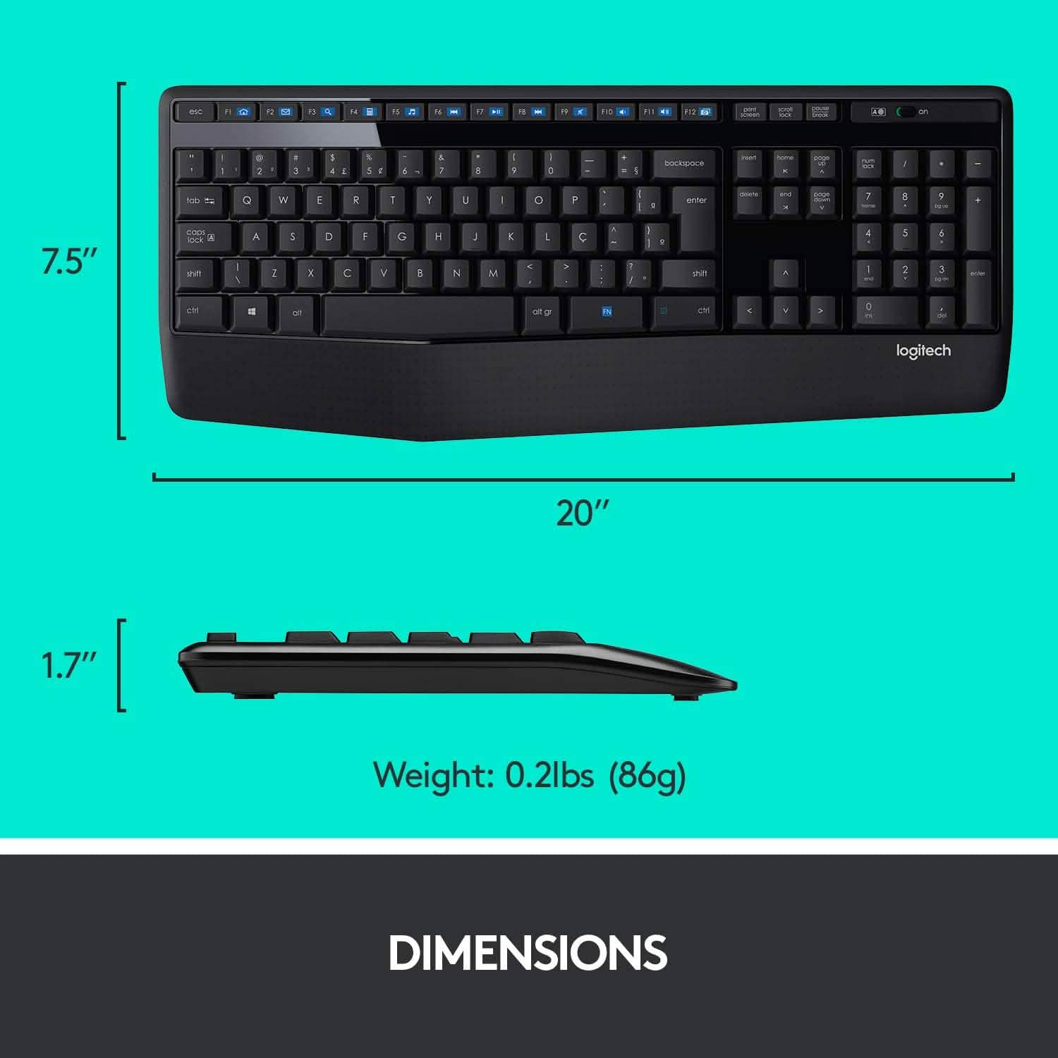Logitech Wireless Combo Full-Sized Keyboard with Comfortable Right-Handed Mouse (Refurbished) DailySale