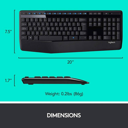 Logitech Wireless Combo Full-Sized Keyboard with Comfortable Right-Handed Mouse (Refurbished) DailySale