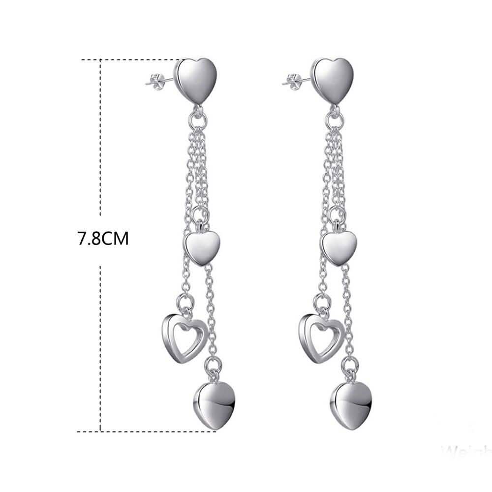 Long Dangling Heart Earrings in White Gold DailySale