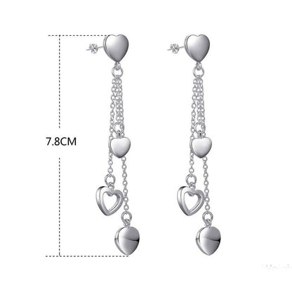 Long Dangling Heart Earrings in White Gold DailySale
