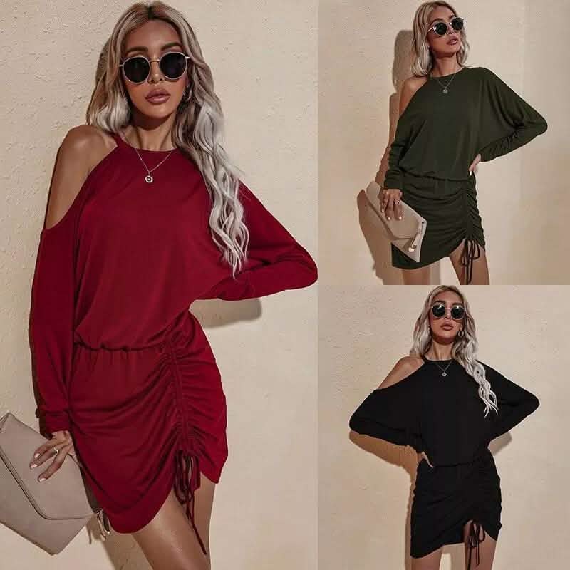 Long Sleeve Off Shoulder Sexy Loose Tie Dress DailySale