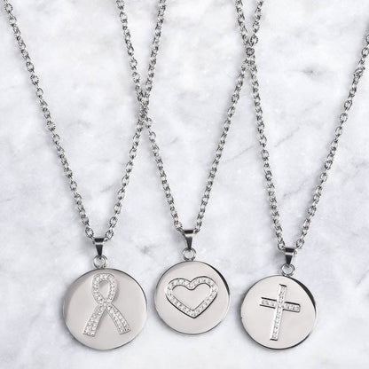 Love, Faith, & Survival Cubic Zirconia Disc Necklace DailySale