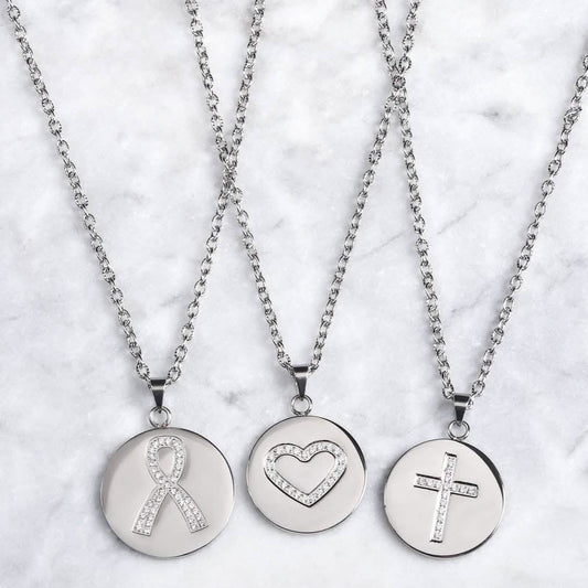 Love, Faith, & Survival Cubic Zirconia Disc Necklace DailySale