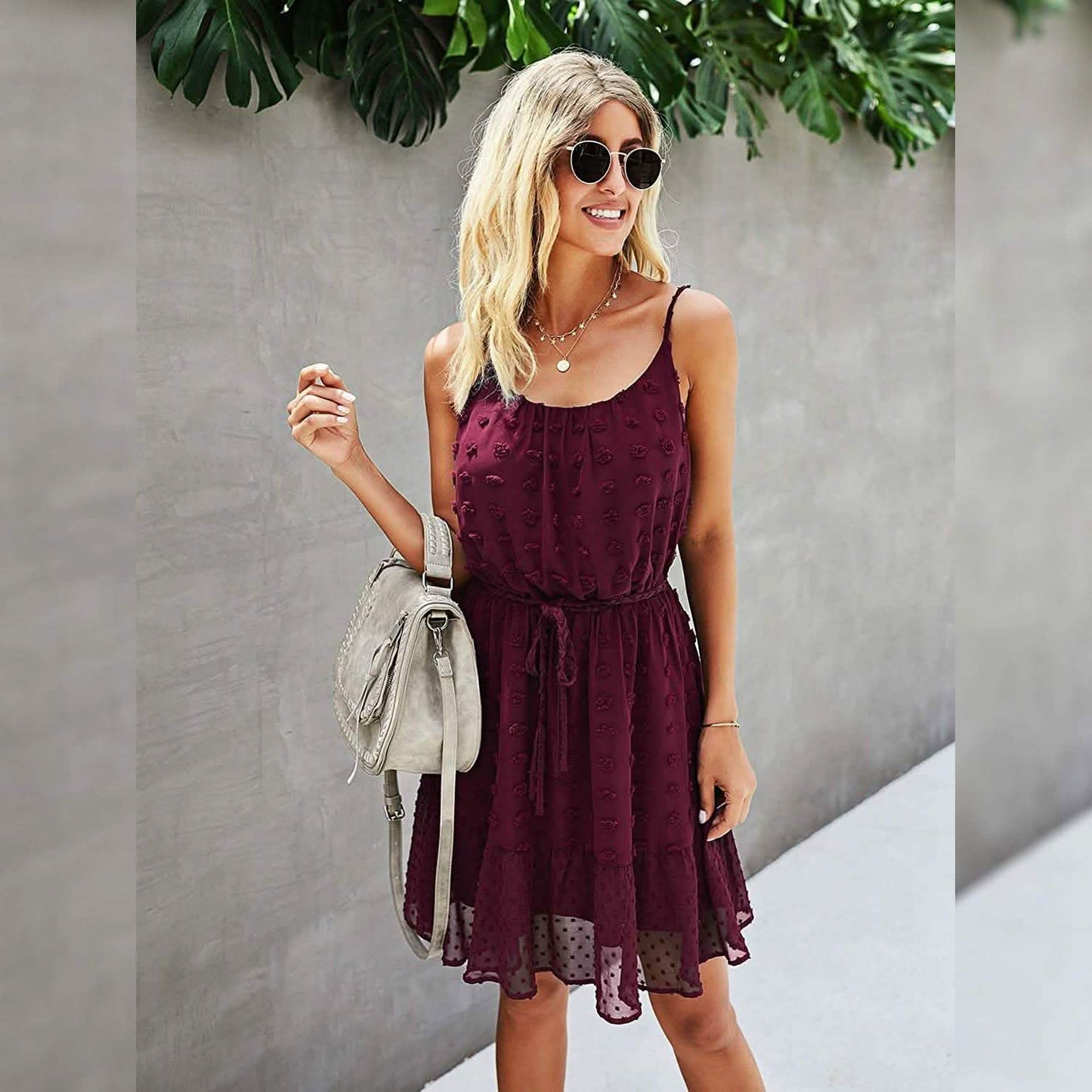 Lovinchic Women's Spaghetti Strap Tied Waist Floral Mini Dress Summer Casual Flowy Dress DailySale