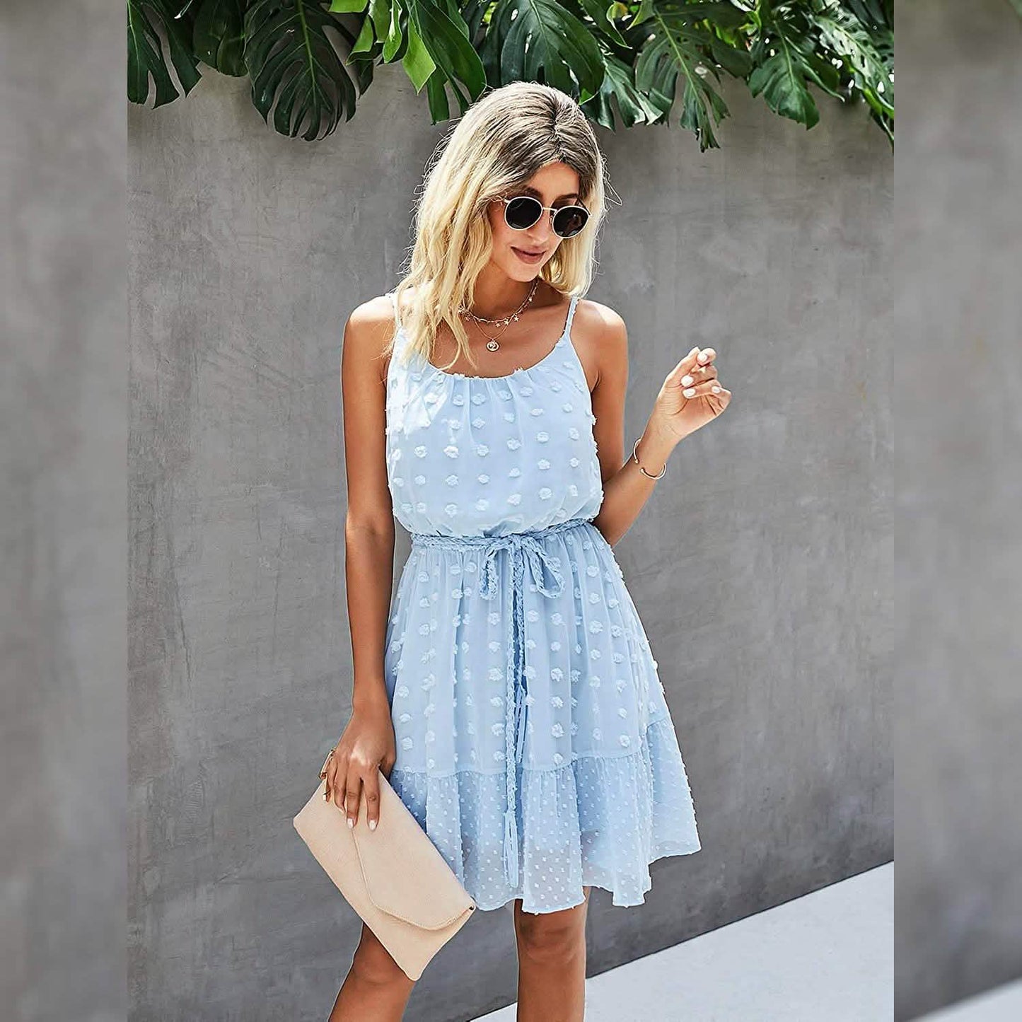 Lovinchic Women's Spaghetti Strap Tied Waist Floral Mini Dress Summer Casual Flowy Dress DailySale