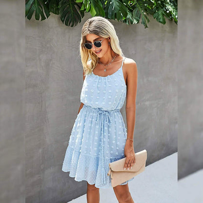 Lovinchic Women's Spaghetti Strap Tied Waist Floral Mini Dress Summer Casual Flowy Dress DailySale