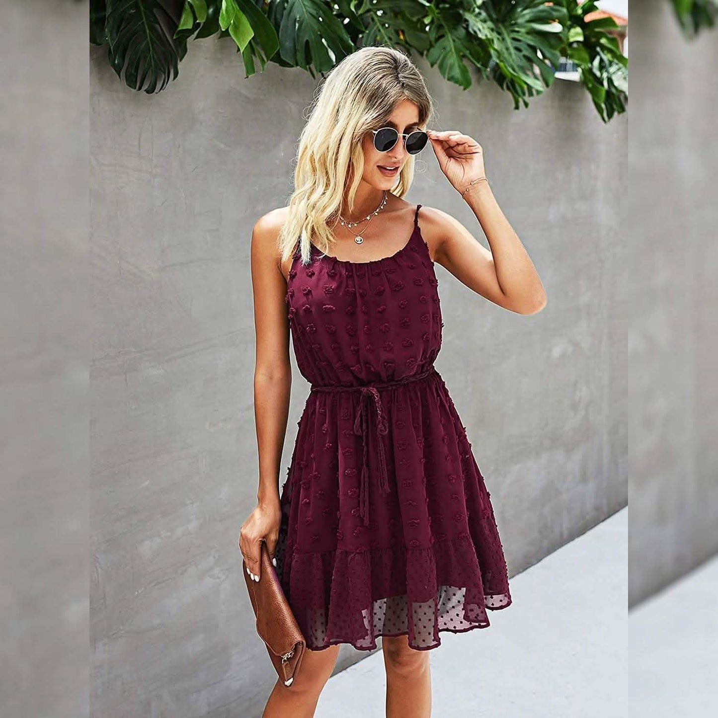 Lovinchic Women's Spaghetti Strap Tied Waist Floral Mini Dress Summer Casual Flowy Dress DailySale