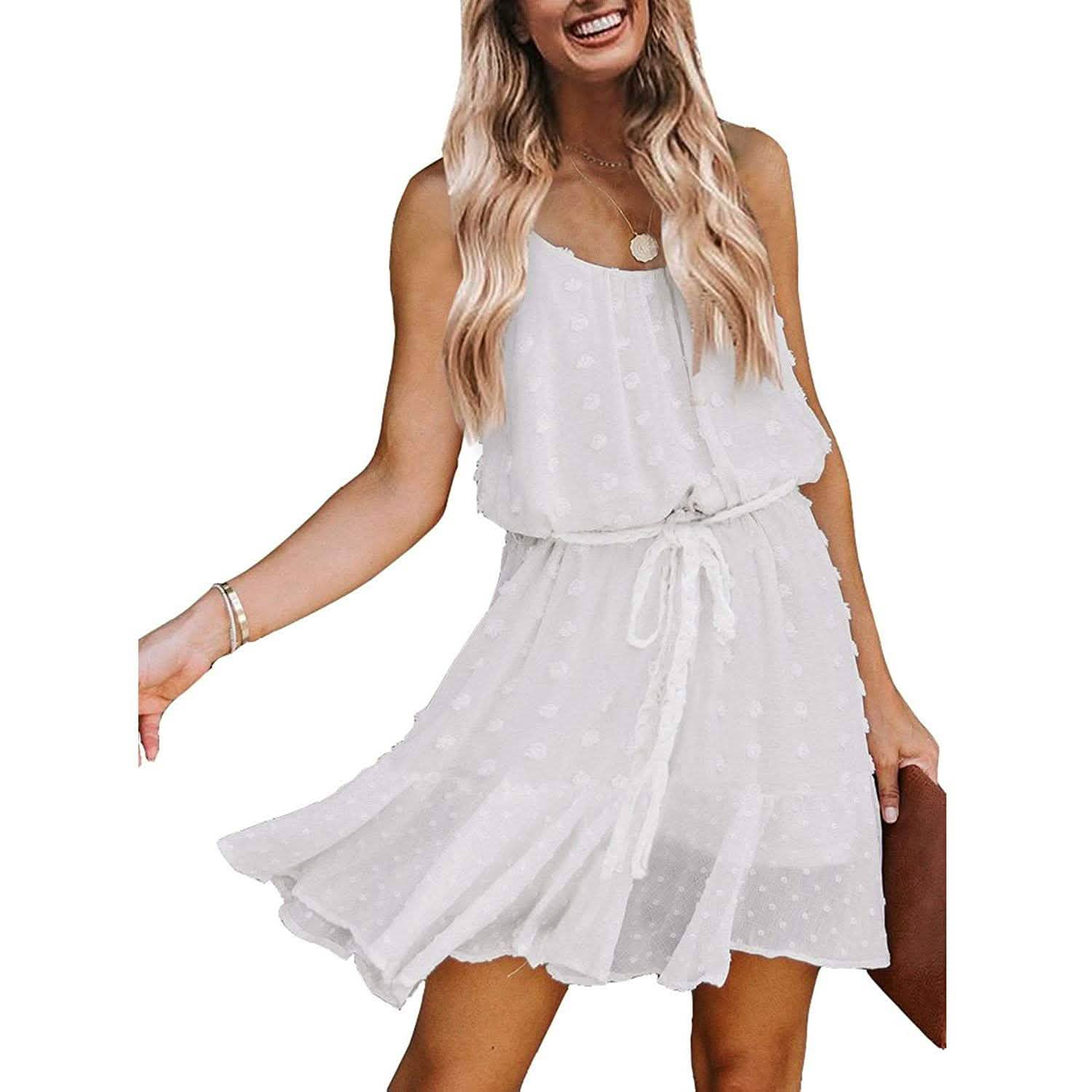 Lovinchic Women's Spaghetti Strap Tied Waist Floral Mini Dress Summer Casual Flowy Dress DailySale