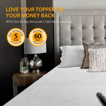LSOFT Mattress Pad Gel Infused Memory Foam Mattress Topper 4 Corner Elastic Anchor Band Washable Bed Cover DailySale