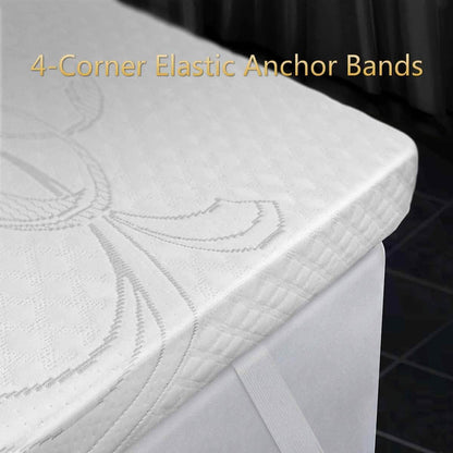 LSOFT Mattress Pad Gel Infused Memory Foam Mattress Topper 4 Corner Elastic Anchor Band Washable Bed Cover DailySale